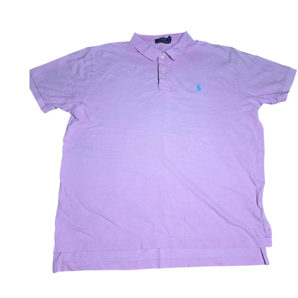 Polo Ralph Lauren Mens XL Pink Short Sleeve Cotton Pique Pony Logo Polo Shirt